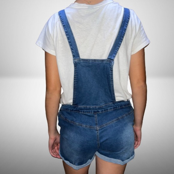 Listicle Women's L Blue Denim Rhomper Shortalls Farmer Festival Eras Tour - Picture 3 of 8